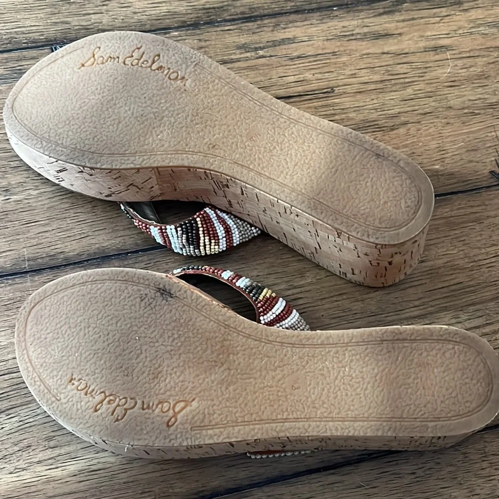 Beaded Sam Edelman Wedged Sandals - Picture 3 of 7